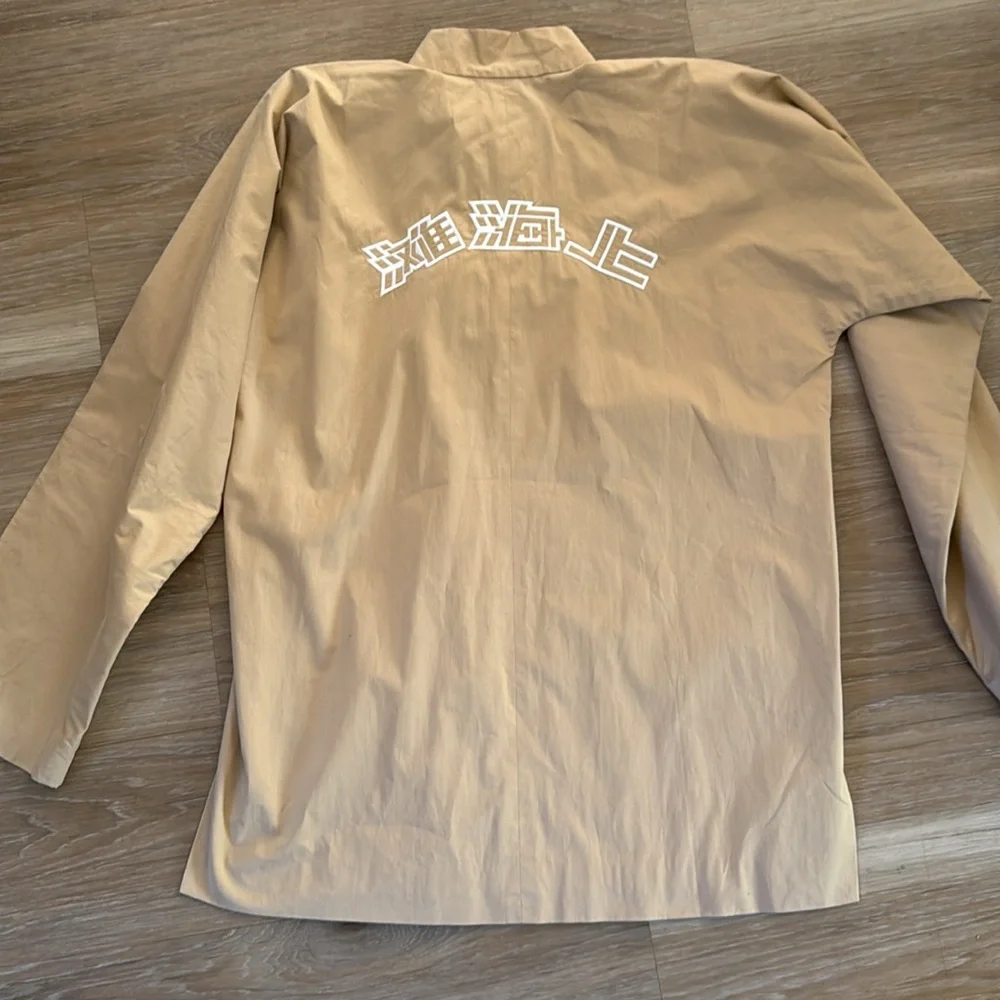 Shanghai Tang tan with blue and white liner 100% cotton Jacket - Picture 6 of 8